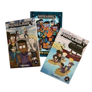 NEW MINECRAFT bundle of 3- graphic novel and chapter book hard cover soft cover